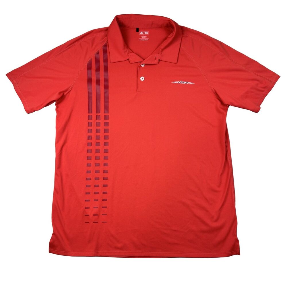adidas adizero Z71758 Men's Red/Orange Short Sleeve Polo Golf Shirt L